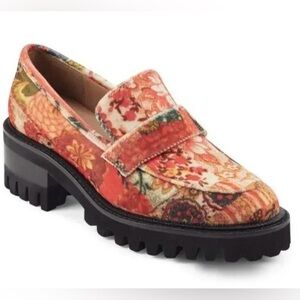 Laura Ashley Aerosols Aware chunky lug sole loafers 70s 80s Y2K floral sz 7 NWOB